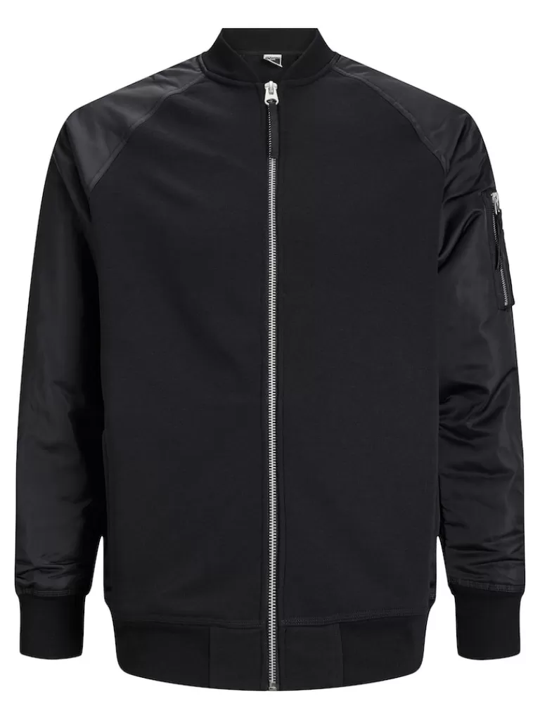 JACK&JONES DIGITAL SWEAT BOMBER JACKET Black-Men Jackets | Transitional weather | Lightweight | Outerwear | Sweatshirts &Hoodies | Jackets &Coats