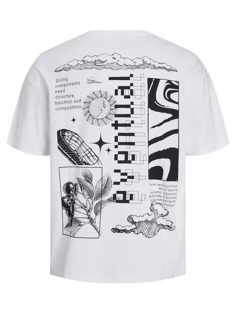 JACK&JONES FINAL SALE - EVENTUAL BACK PRINT OVERSIZE FIT T-SHIRT White-Men T-shirts