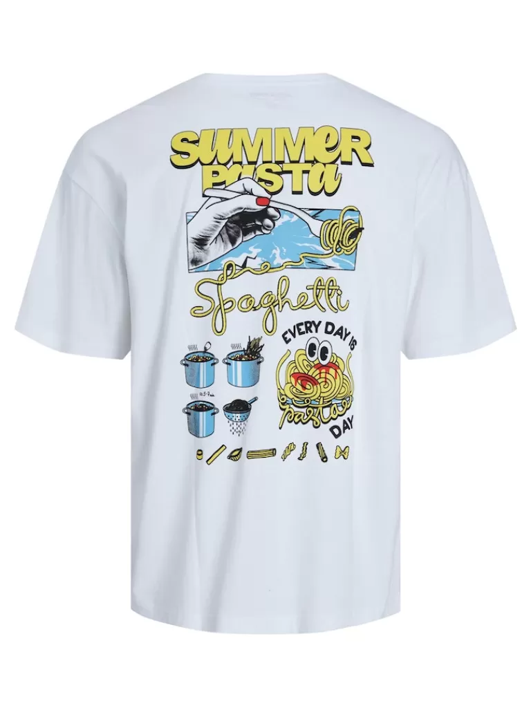 JACK&JONES FINAL SALE - PASTA BACK PRINT OVERSIZE FIT T-SHIRT White-Men T-shirts