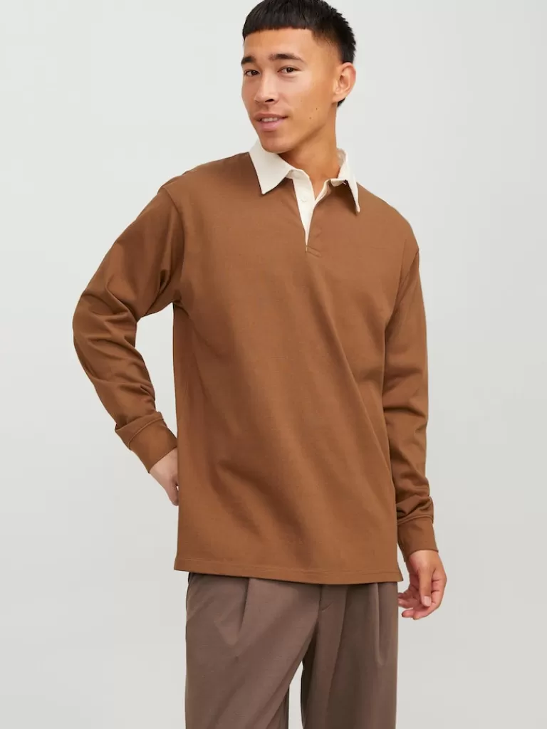 JACK&JONES HERITAGE RELAXED FIT LONG SLEEVE POLO Toffee-Men Polos