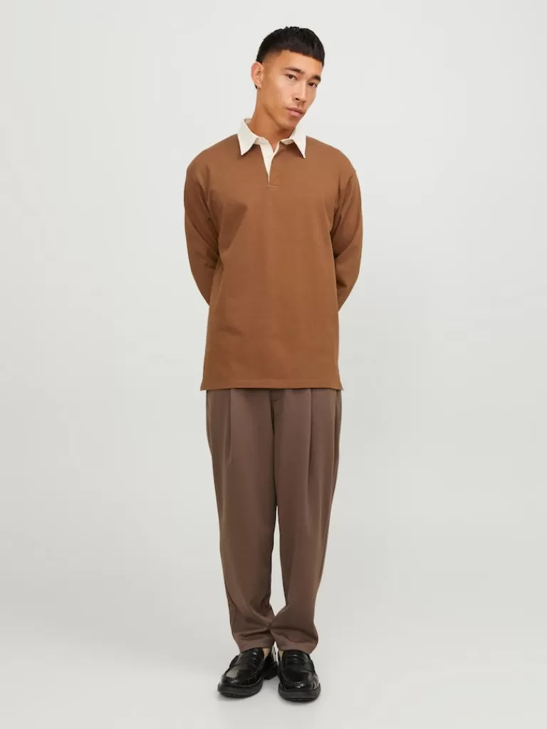 JACK&JONES HERITAGE RELAXED FIT LONG SLEEVE POLO Toffee-Men Polos