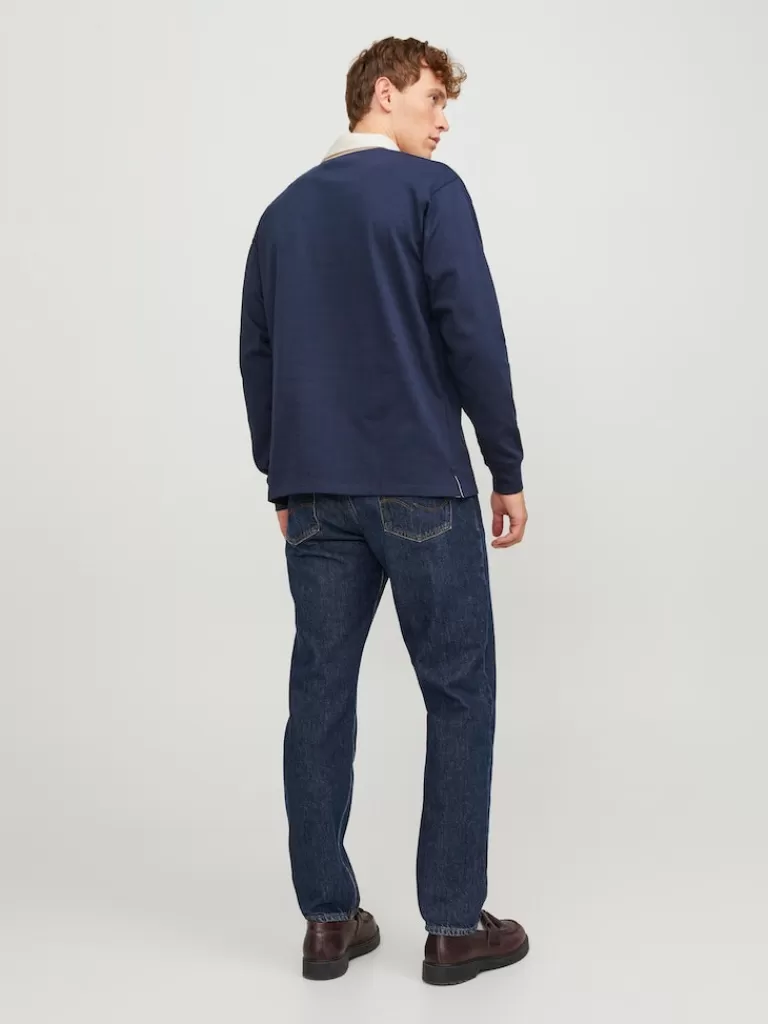 JACK&JONES HERITAGE RELAXED FIT LONG SLEEVE POLO Night Sky-Men Polos