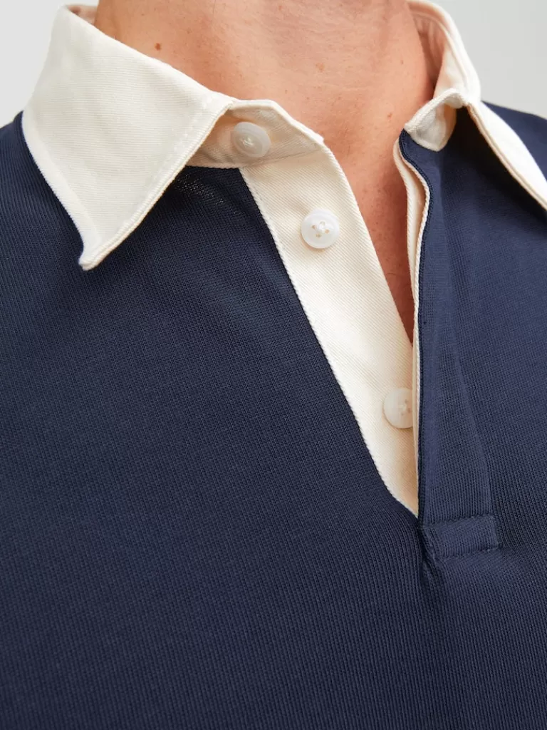 JACK&JONES HERITAGE RELAXED FIT LONG SLEEVE POLO Night Sky-Men Polos