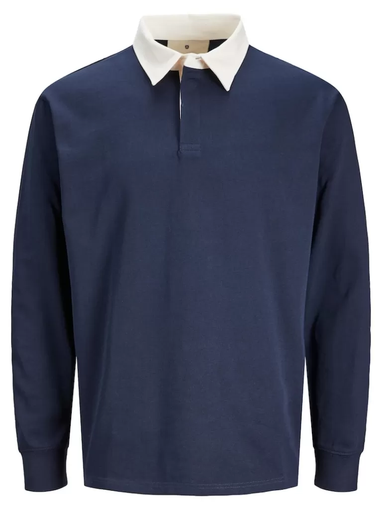JACK&JONES HERITAGE RELAXED FIT LONG SLEEVE POLO Night Sky-Men Polos