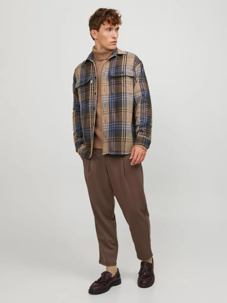 JACK&JONES HERITAGE WOOL-BLEND OVERSHIRT Toffee-Men Overshirts &Shackets | Outerwear | Shirts &Overshirts