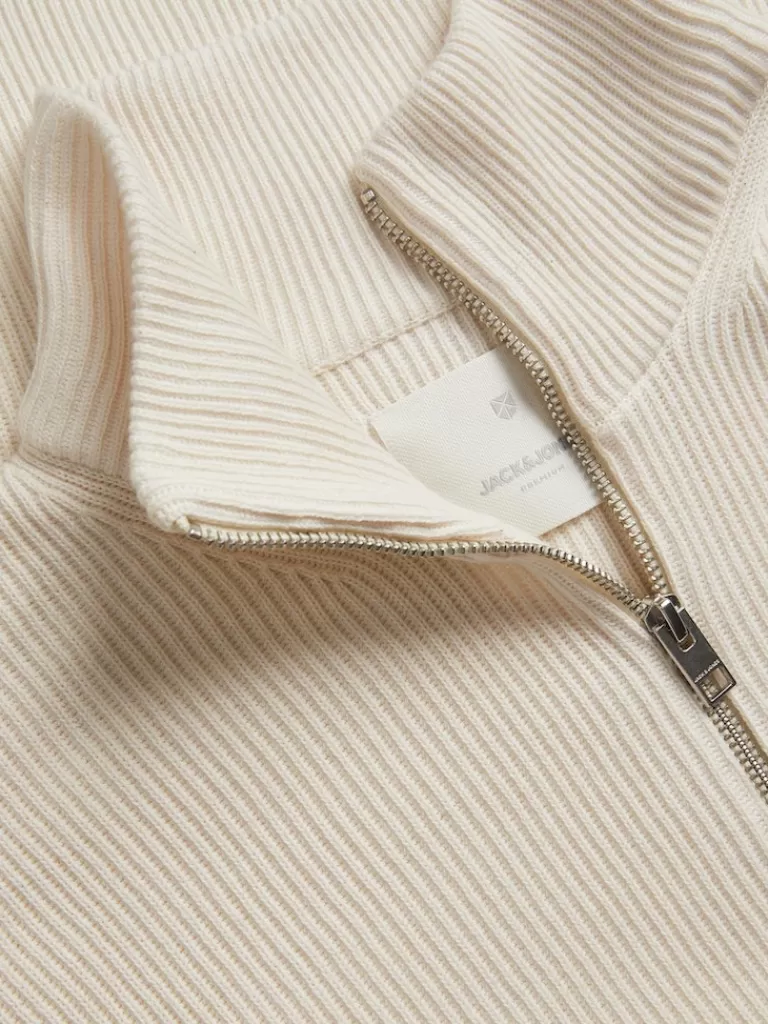 JACK&JONES PERFECT HALF ZIP HIGH NECK SWEATER Tofu-Men Sweaters &Cardigans