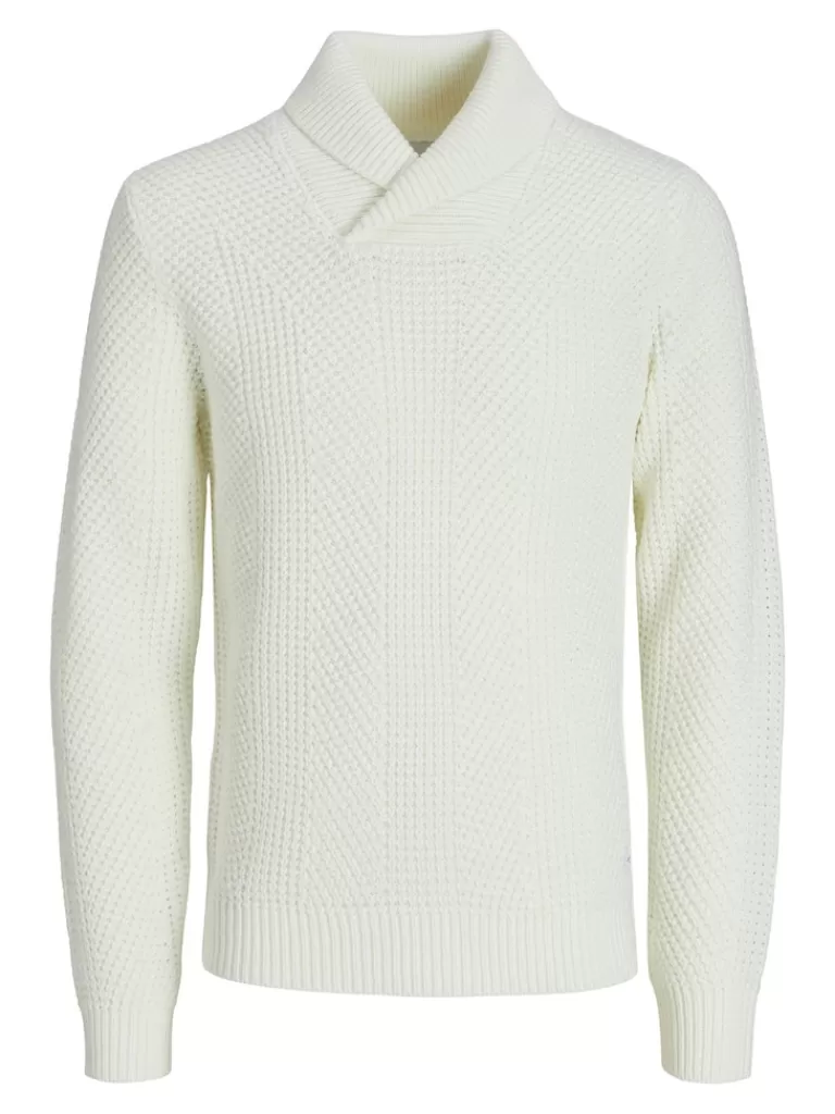 JACK&JONES STANDFORD SHAWL NECK SWEATER Cloud Dancer-Men Sweaters &Cardigans